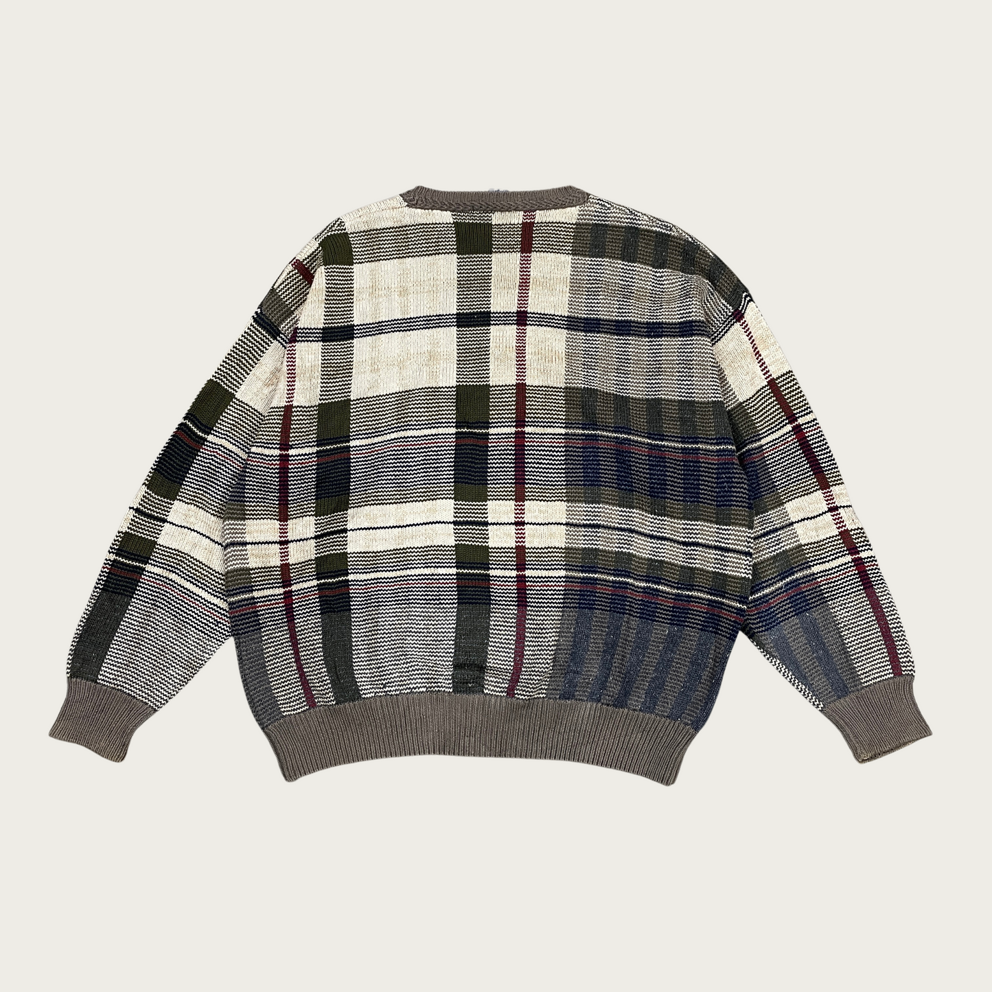 (L) Plaid Knit Sweater