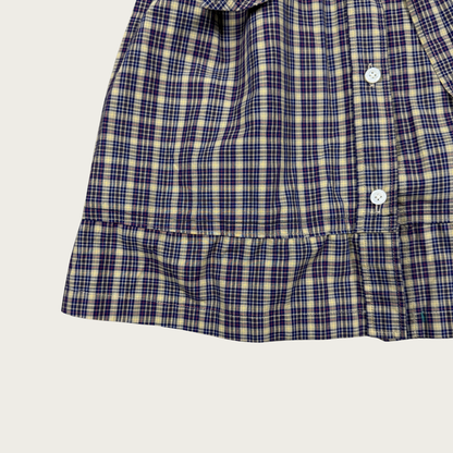 (S/M) Custom Reworked Vintage Tan/Navy Plaid Mini Dress