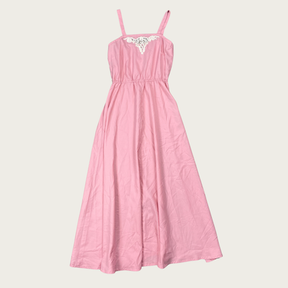 (M) Pink Lace Panel Vintage Maxi Dress