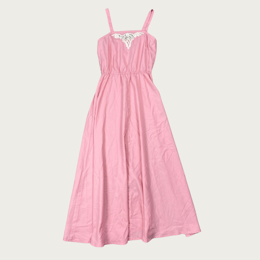 (M) Pink Lace Panel Vintage Maxi Dress