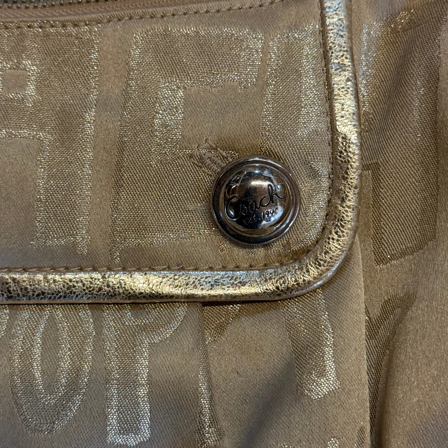 Y2K Coach Poppy Storypatch Groovy Tan/Gold Shoulder Bag