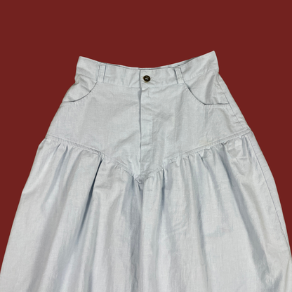 (26") 70s/80s Light Blue Eyelet Trim Midi Skirt