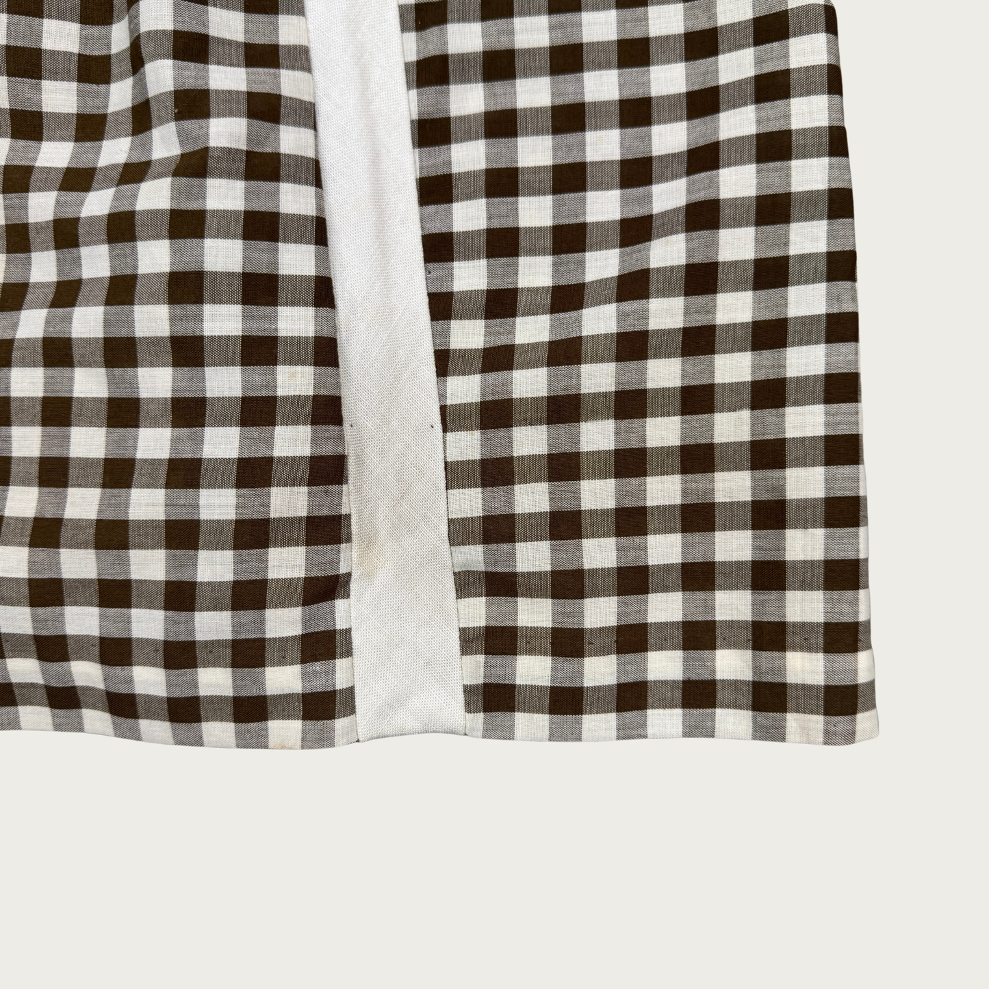 (M) 60s/70s Brown Gingham Midi Dress