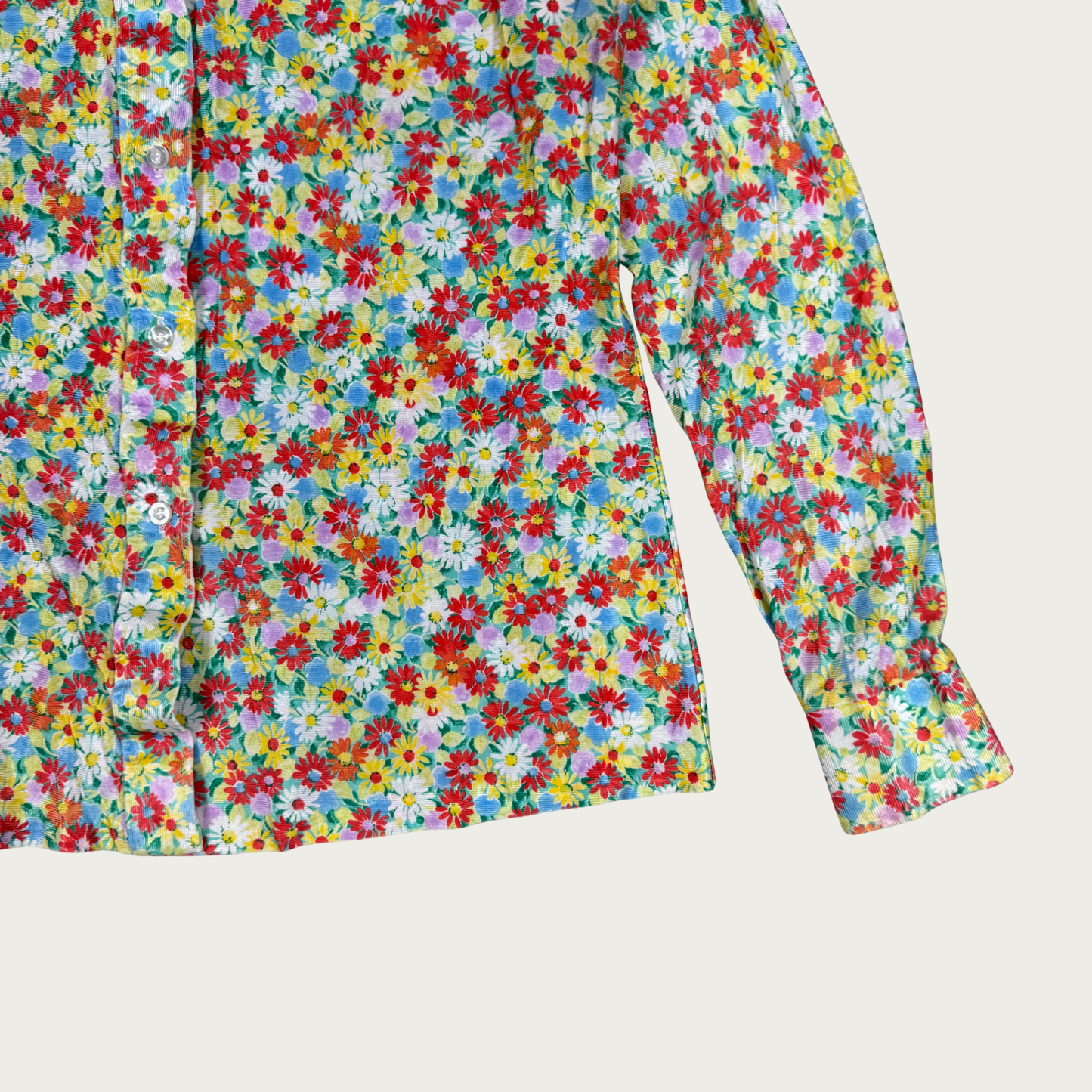 (M) 70s Multicolor Daisy Print Disco Shirt
