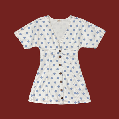 (M) Billabong x Wrangler Polka Dot Denim Button Up Mini Dress