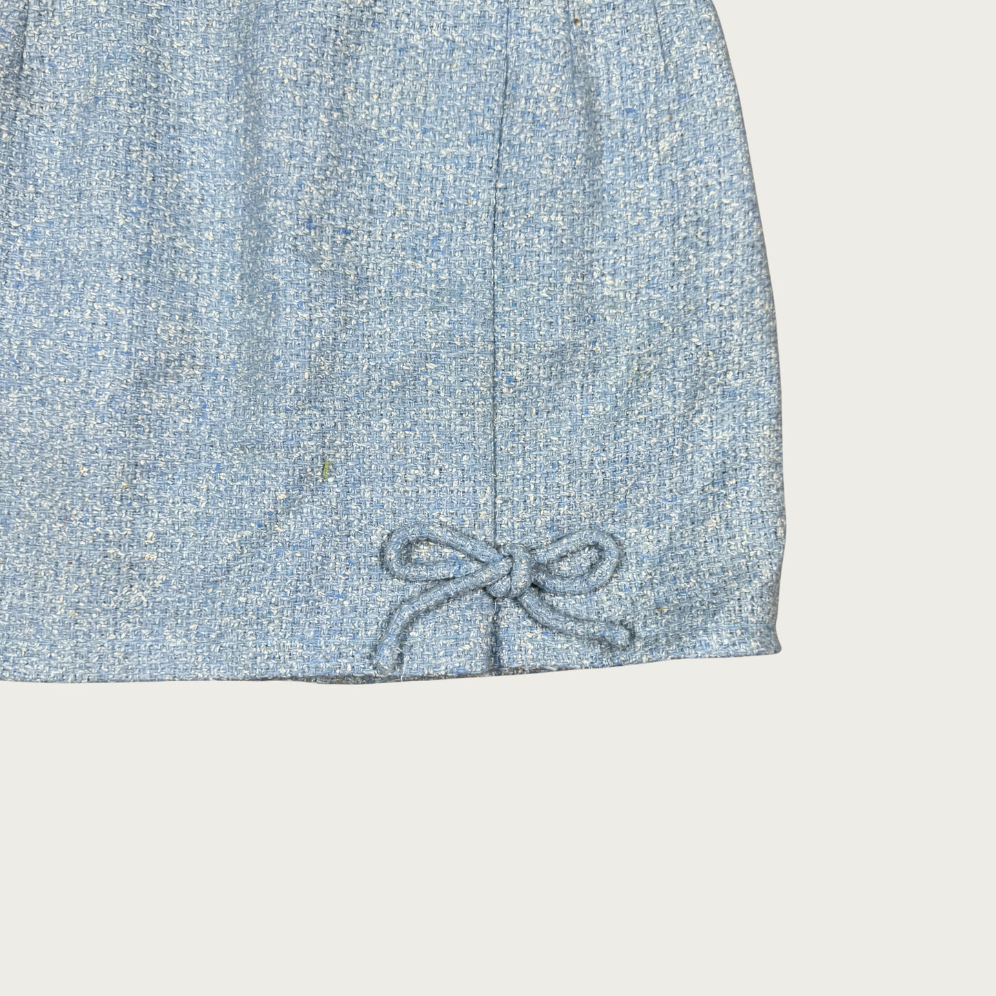 (23") Custom Reworked Vintage Blue Bow Mini Skirt