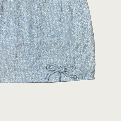 (23") Custom Reworked Vintage Blue Bow Mini Skirt