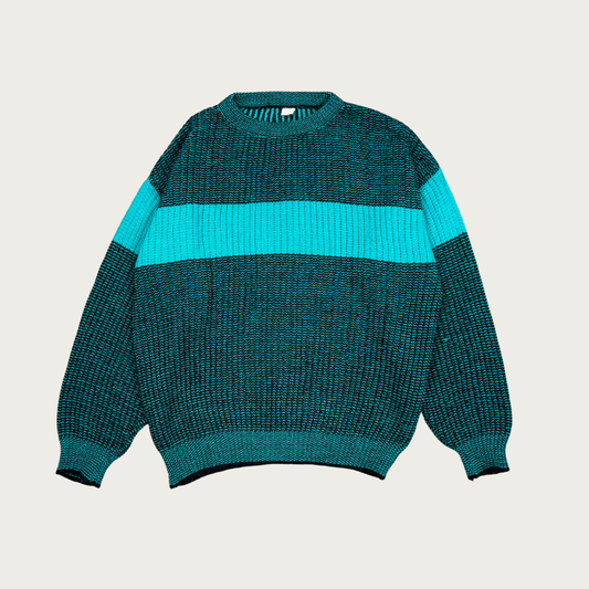 (M) Teal Stripe Sweater