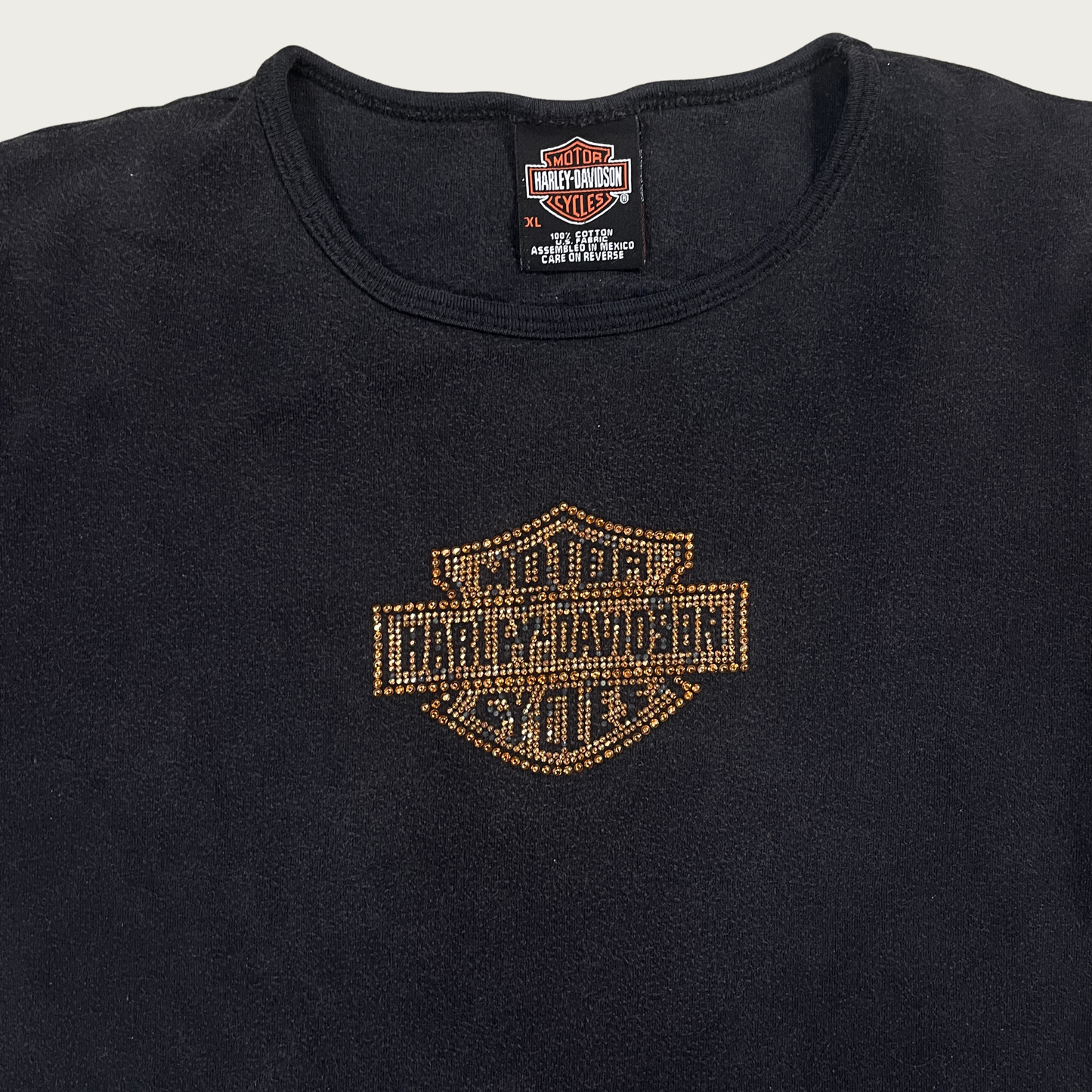 (L) Harley Davidson Bedazzled Baby Tee