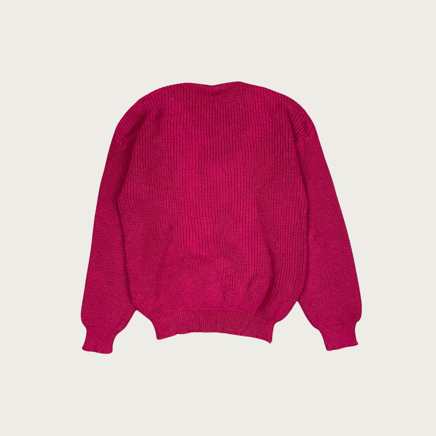 (S) Raspberry V Neck Sweater