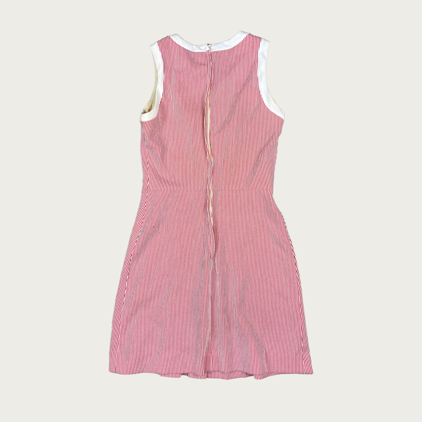 (S) 60s/70s Red Pinstripe Pleated Dress