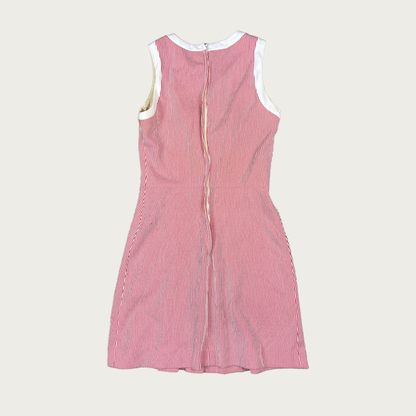 (S) 60s/70s Red Pinstripe Pleated Dress