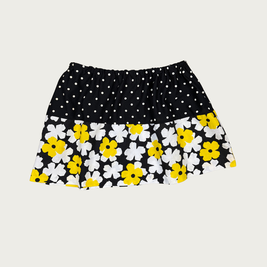 (M) Custom Reworked Vintage Polka Dot/Floral Mini Skirt