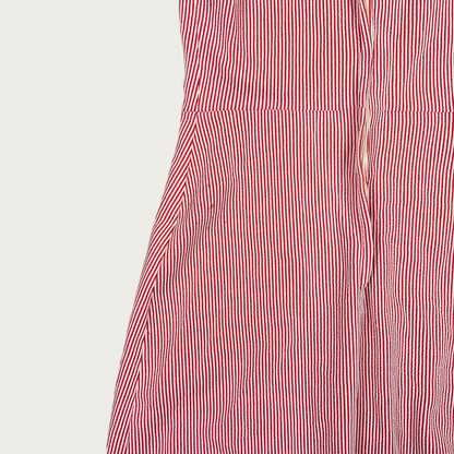 (S) 60s/70s Red Pinstripe Pleated Dress