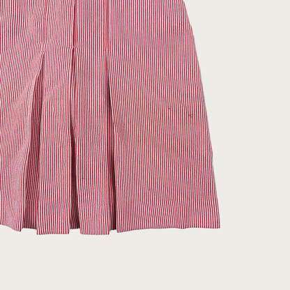 (S) 60s/70s Red Pinstripe Pleated Dress