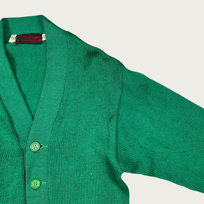 (S) 60s Green Wool Varsity Letterman Cardigan