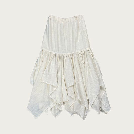 (S) Linen Handkerchief Hem Maxi Skirt