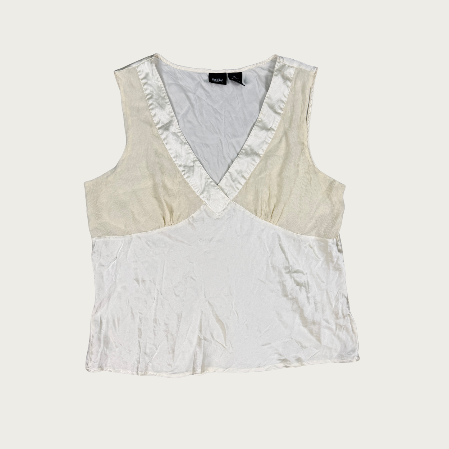 (L/XL) 90s/Y2K Cream Silk Top