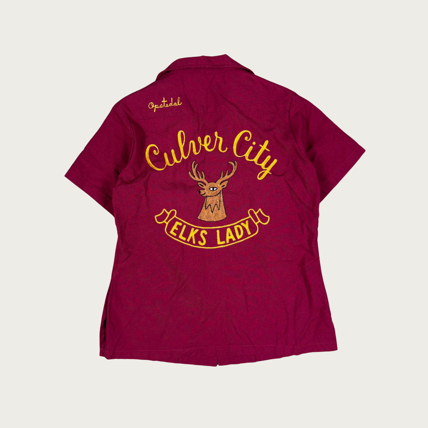 (L) 70s Burgundy Custom Chainstitched Top