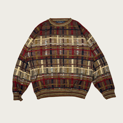 (L) 90s Earth Toned Marled Knit Sweater