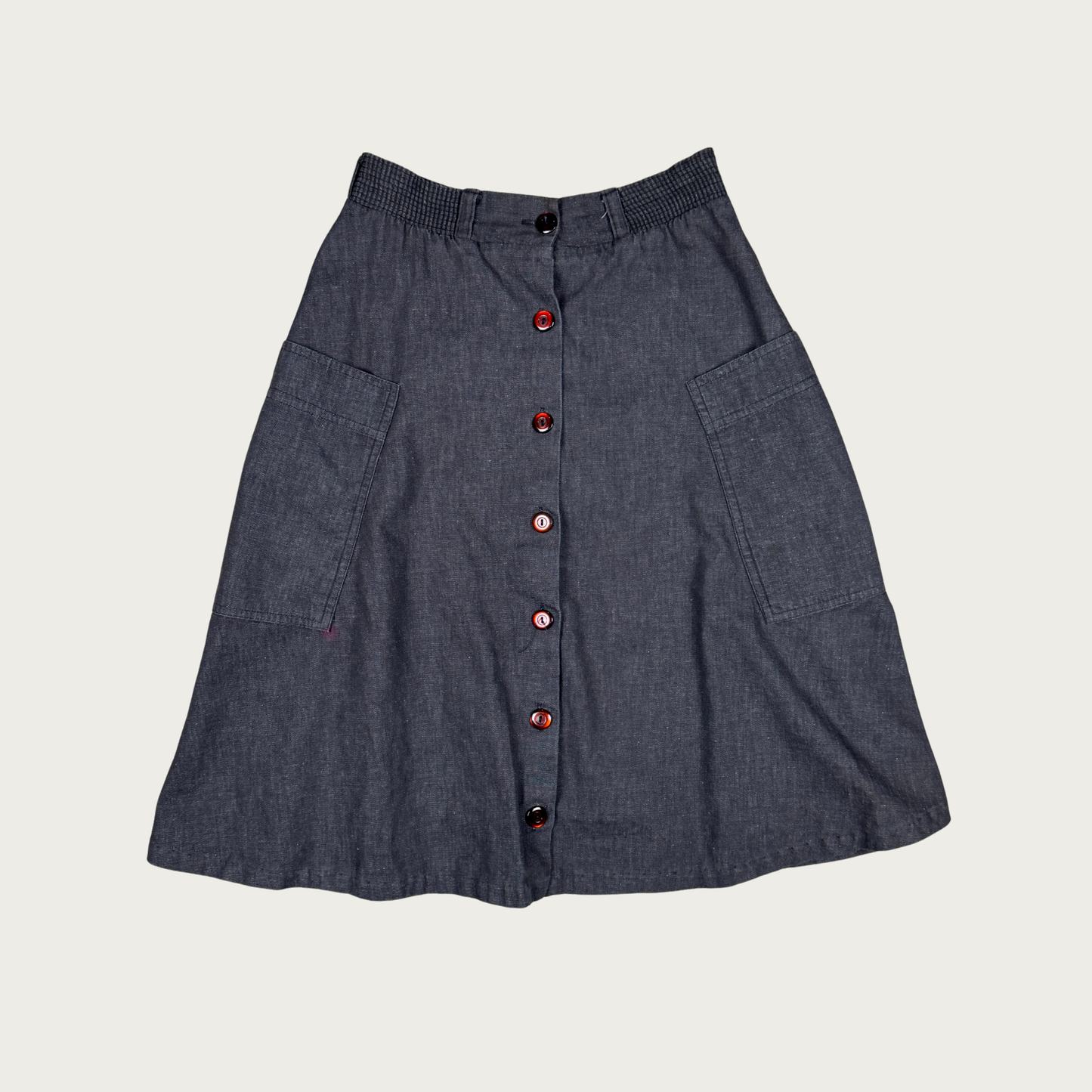 (S) 70s/80s Gray Denim Button Skirt