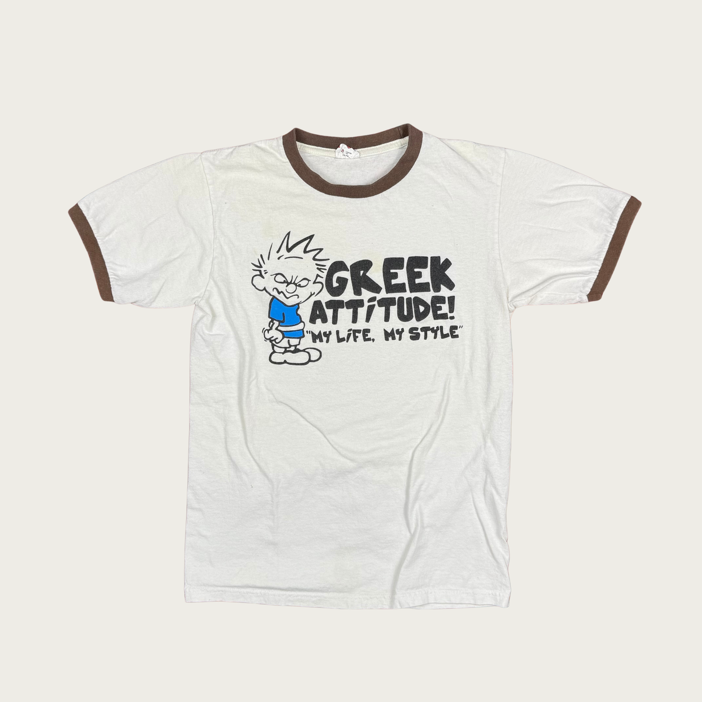 (S) 70s/80s Greek Attitude Ringer Tee