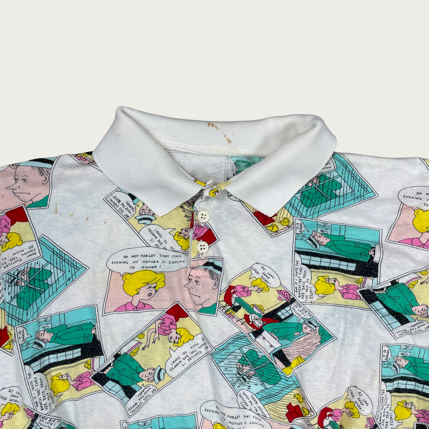 (M) 90s Comic Strip Cropped Polo