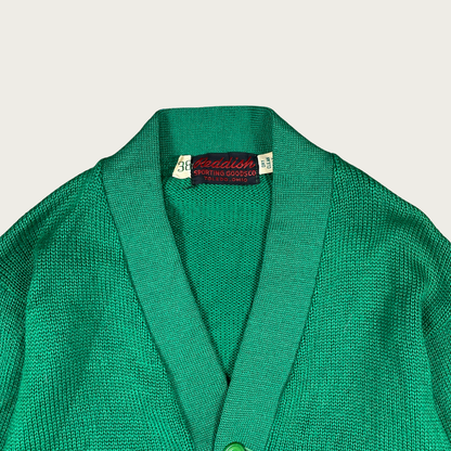 (S) 60s Green Wool Varsity Letterman Cardigan