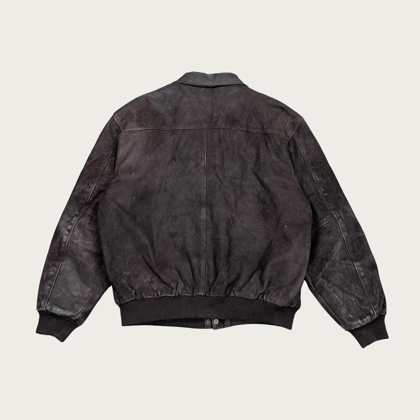 (XL) Dark Brown Suede Bomber Jacket