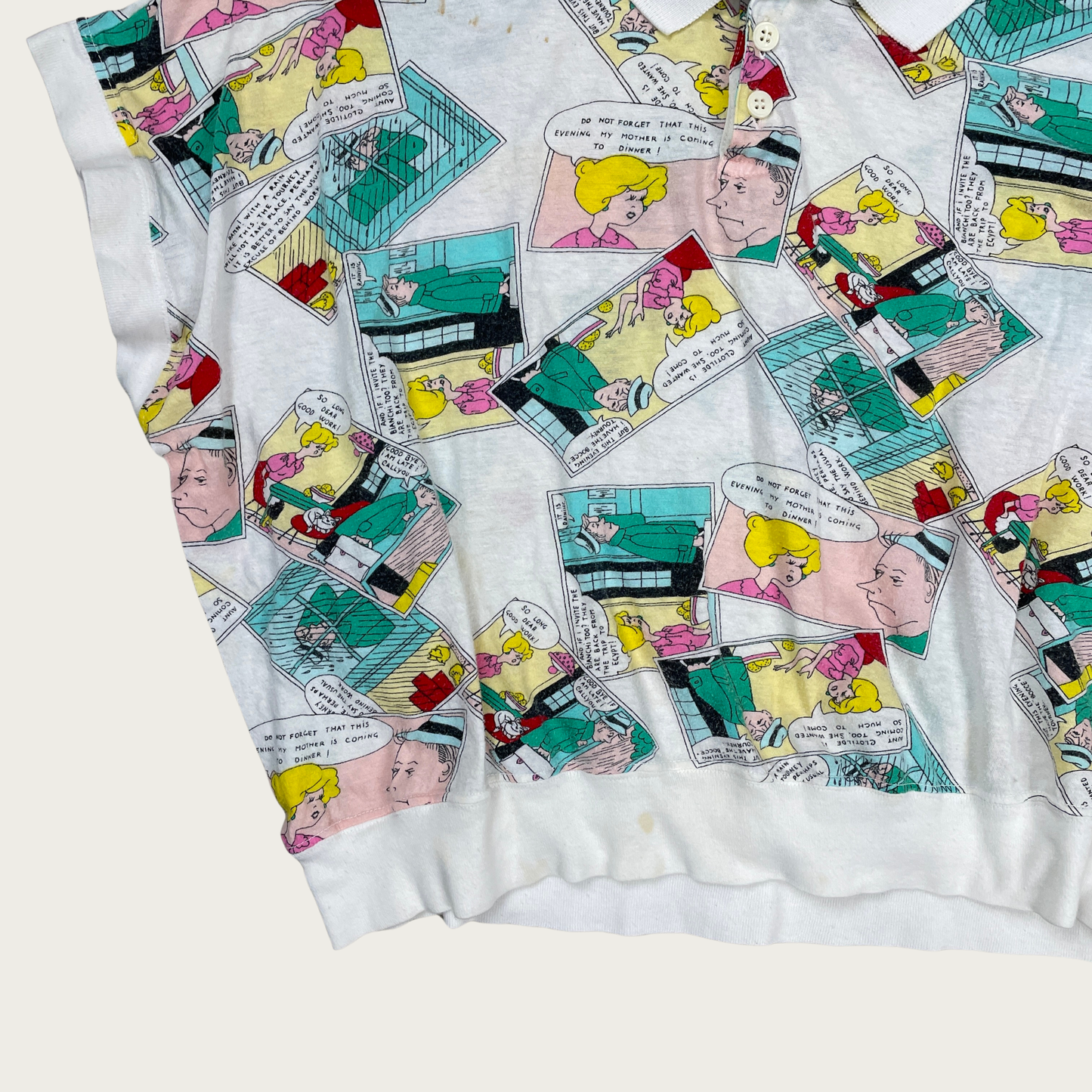 (M) 90s Comic Strip Cropped Polo