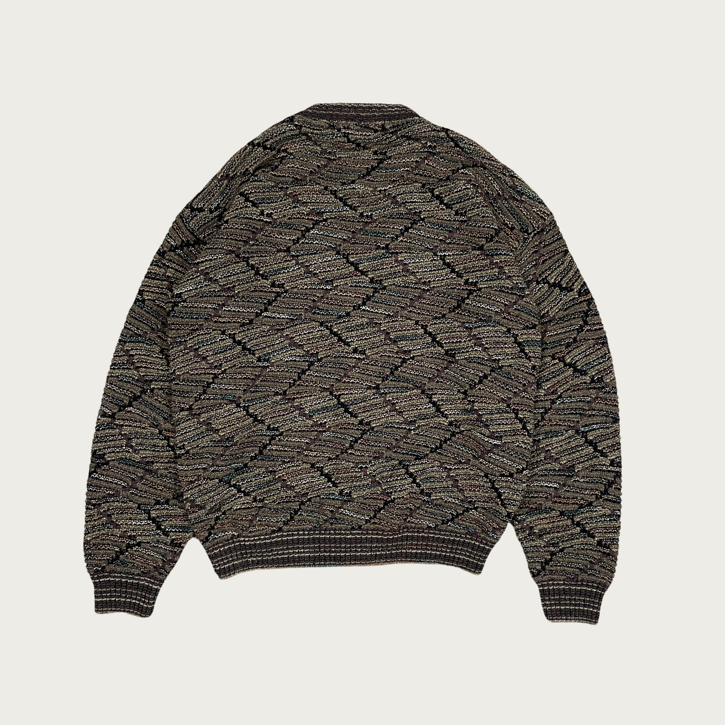 (M) Olive Green Zig Zag Cardigan