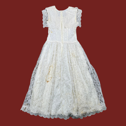 (S) 80s Gunne Sax White Lace Midi Dress
