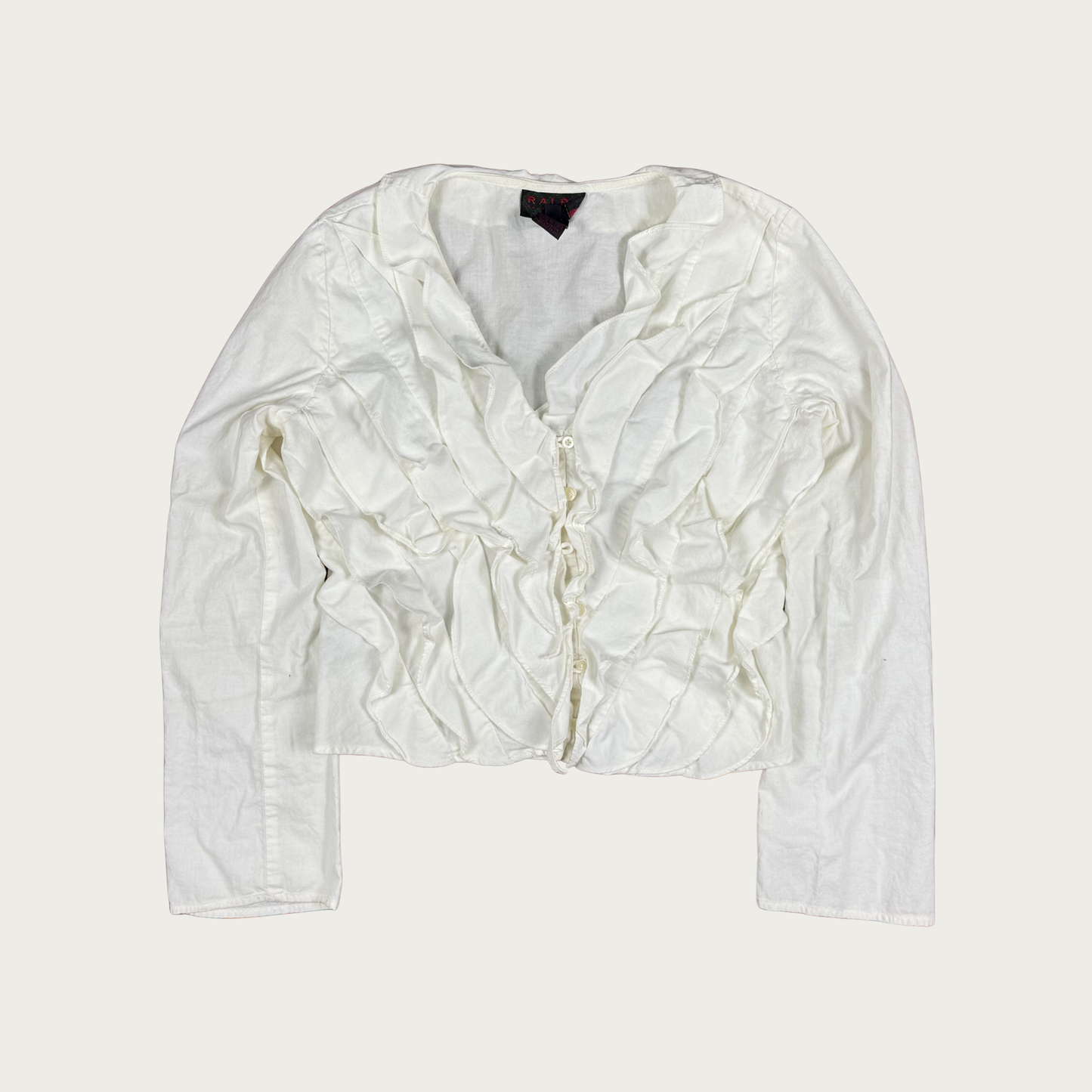 (M) 90s Ralph Lauren Cotton Ruffle Blouse