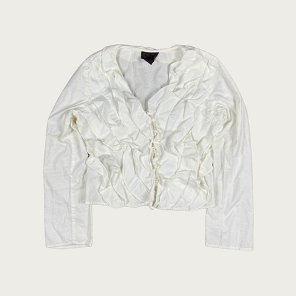 (M) 90s Ralph Lauren Cotton Ruffle Blouse
