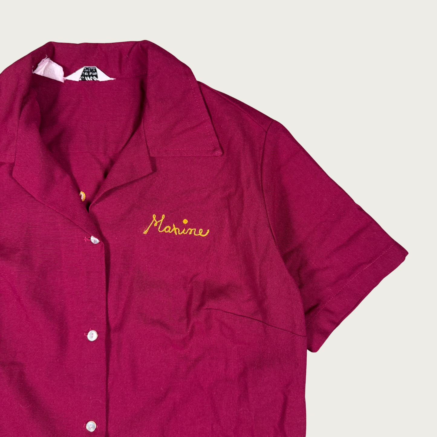 (L) 70s Burgundy Custom Chainstitched Top