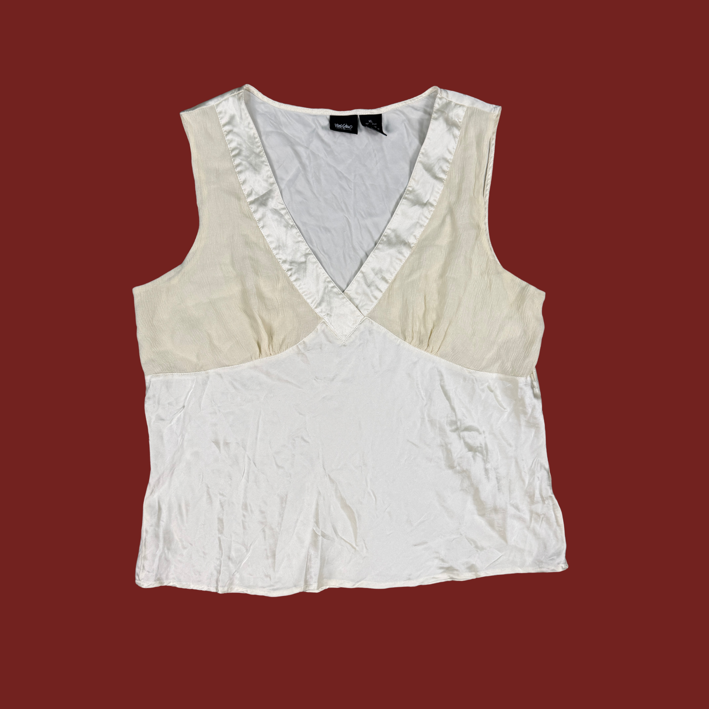 (L/XL) 90s/Y2K Cream Silk Top