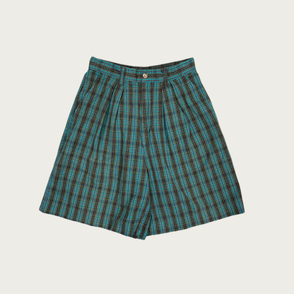 (27") Teal Plaid Shorts