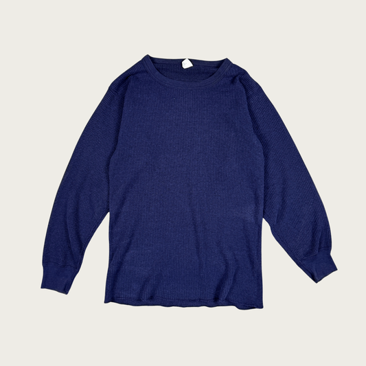 (M) 70s/80s Navy Blue Thermal Long Sleeve