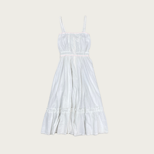 (XS) 70s Gunne Sax White Prairie Midi Dress