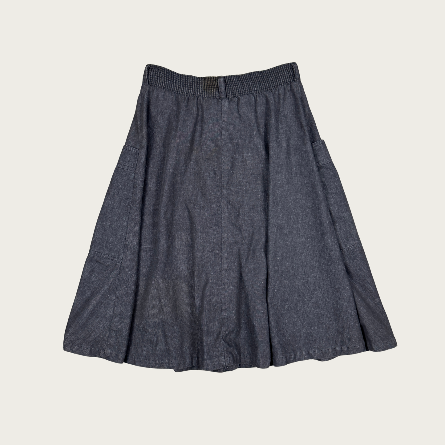 (S) 70s/80s Gray Denim Button Skirt