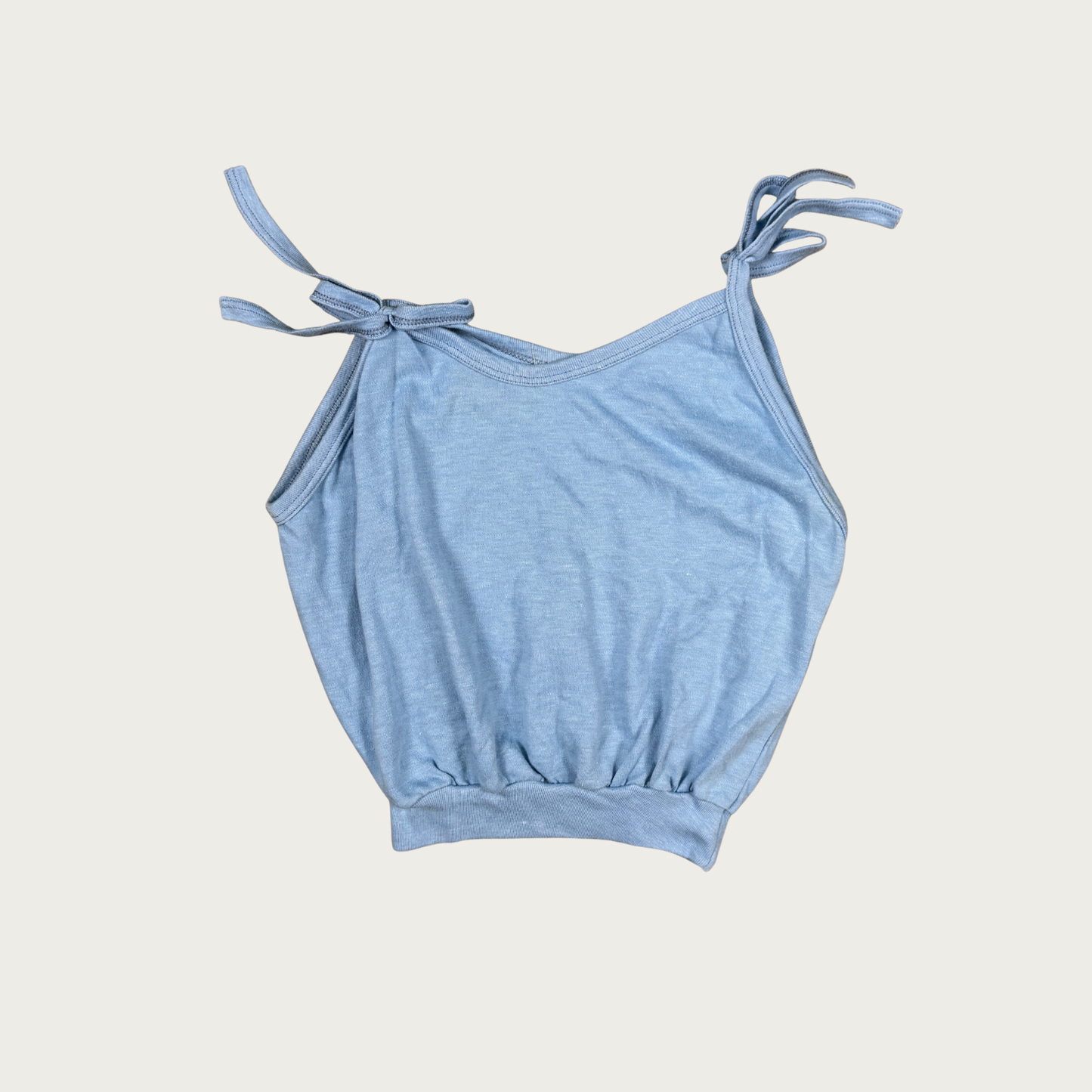(S) Vintage Blue Shoulder Tie Tank Top