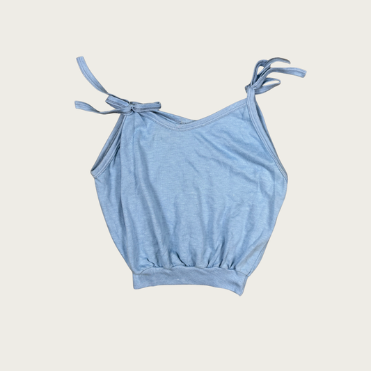 (S) Vintage Blue Shoulder Tie Tank Top