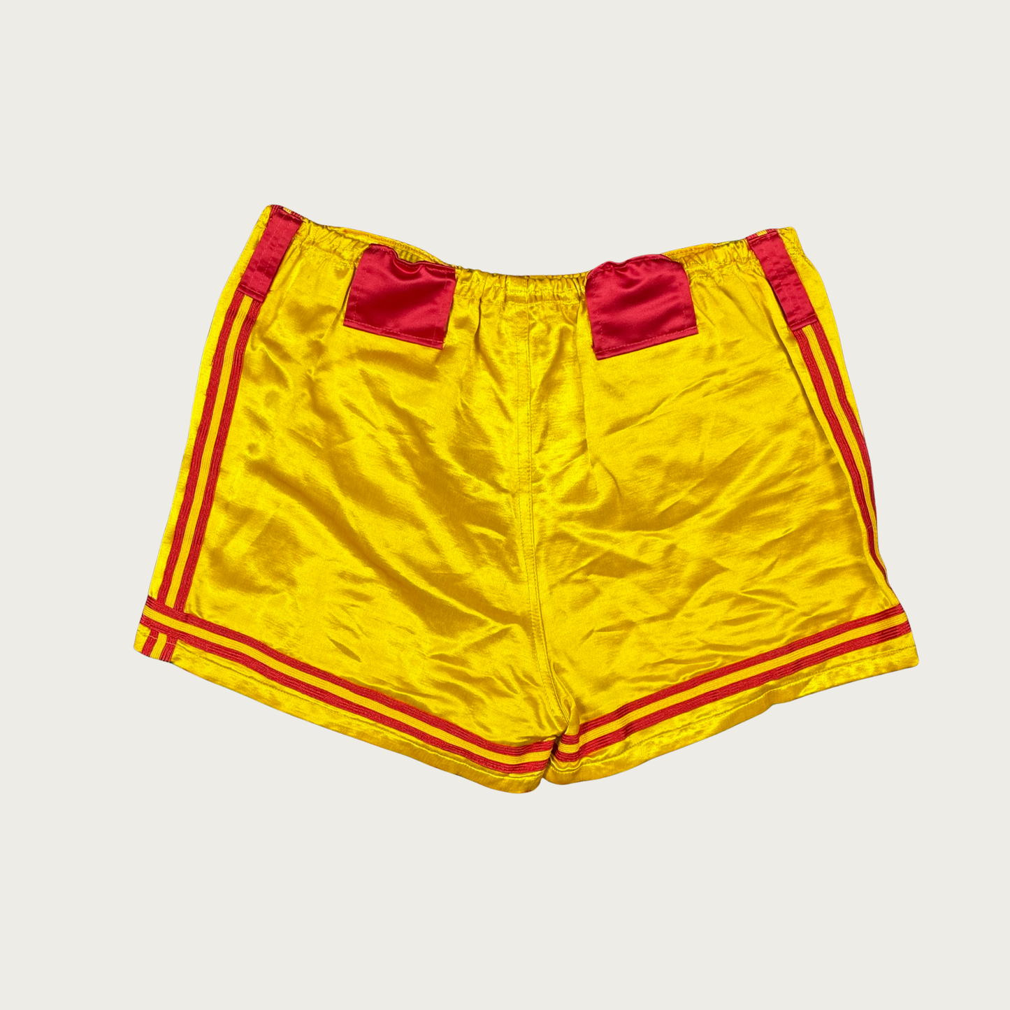 (S/M) 60s/70s Yellow/Red Satin Athletic Shorts