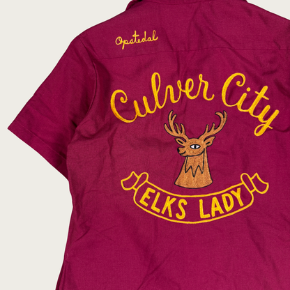 (L) 70s Burgundy Custom Chainstitched Top