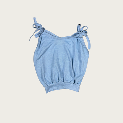 (S) Vintage Blue Shoulder Tie Tank Top