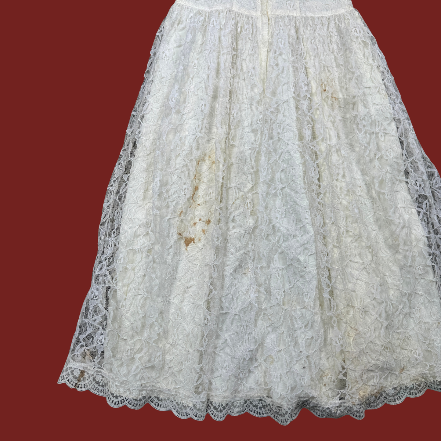 (S) 80s Gunne Sax White Lace Midi Dress