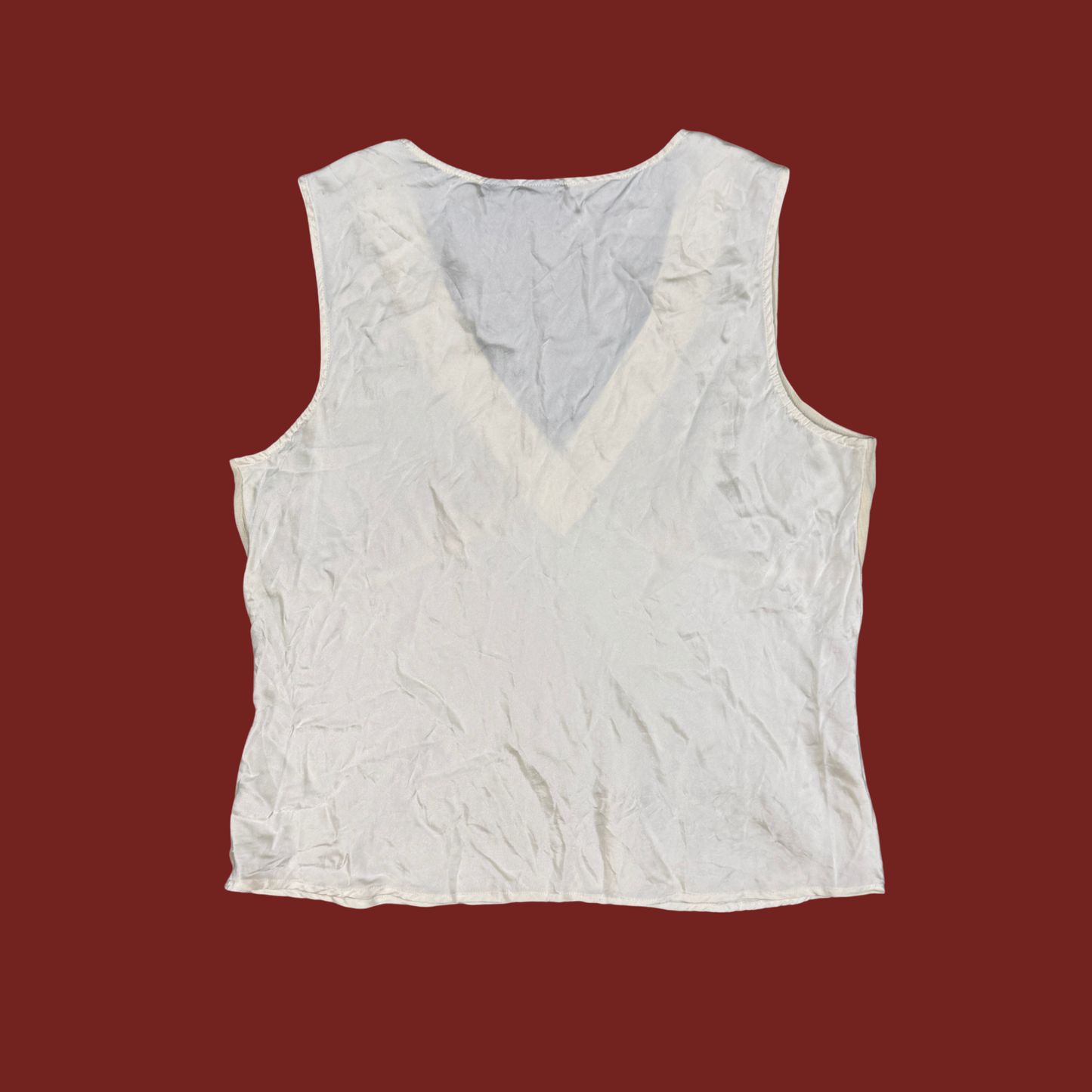 (L/XL) 90s/Y2K Cream Silk Top