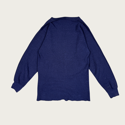 (M) 70s/80s Navy Blue Thermal Long Sleeve