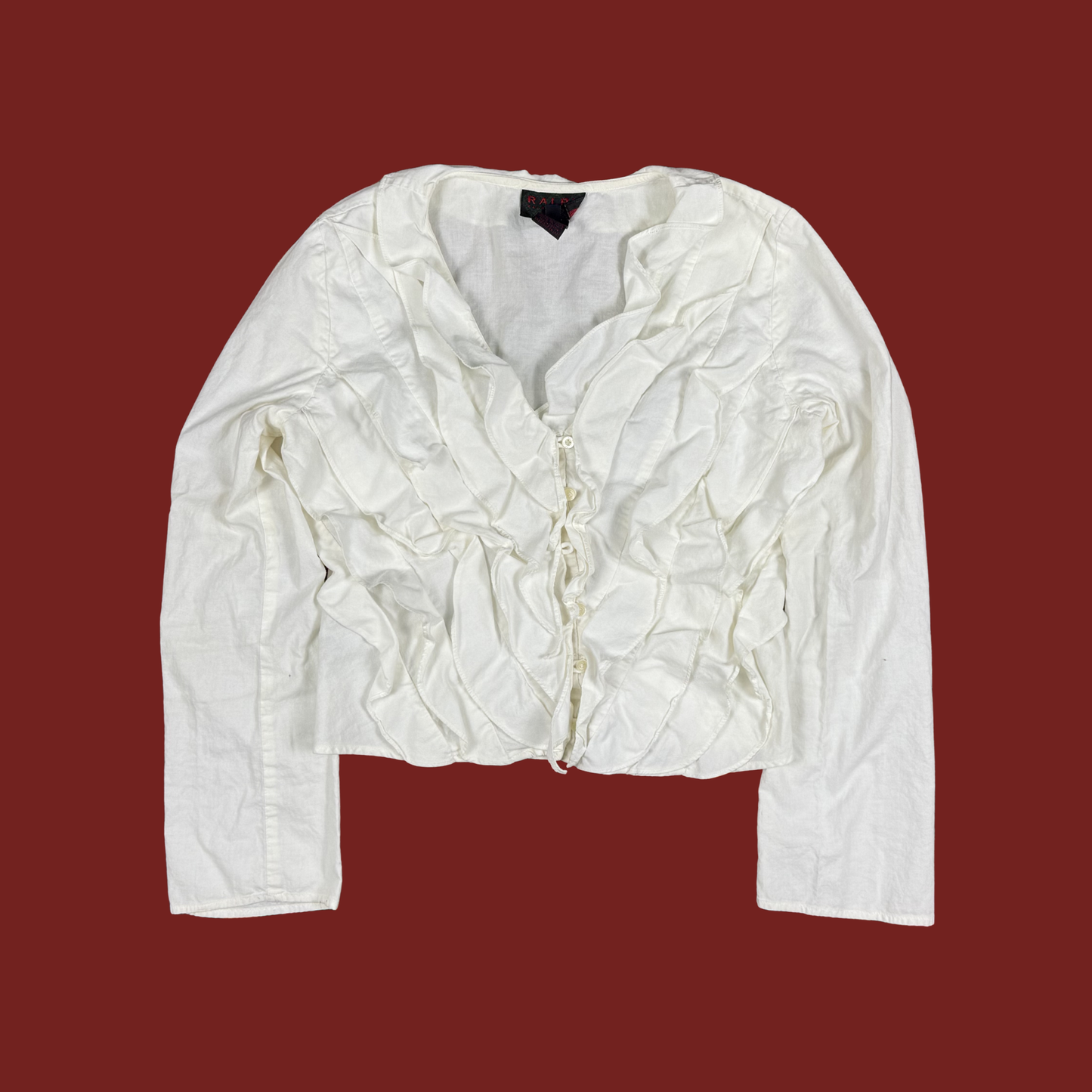 (M) 90s Ralph Lauren Cotton Ruffle Blouse