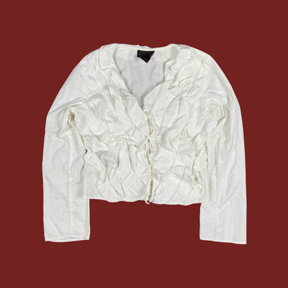 (M) 90s Ralph Lauren Cotton Ruffle Blouse